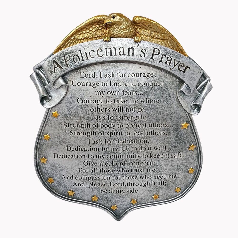Spoonflower Policemans Prayer Shield Wall Plaque Golden Eagle 11 Inch Decor